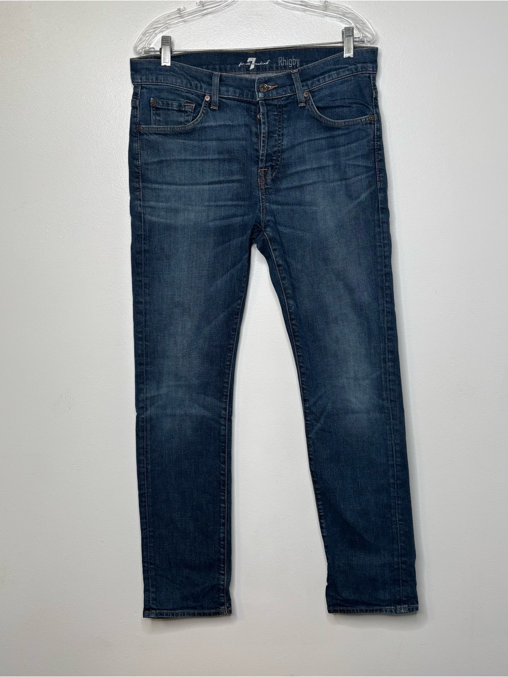 7FAM, 7 For All Mankind Rhigby Jeans Blue Denim Button Fly slim fit men’s 34